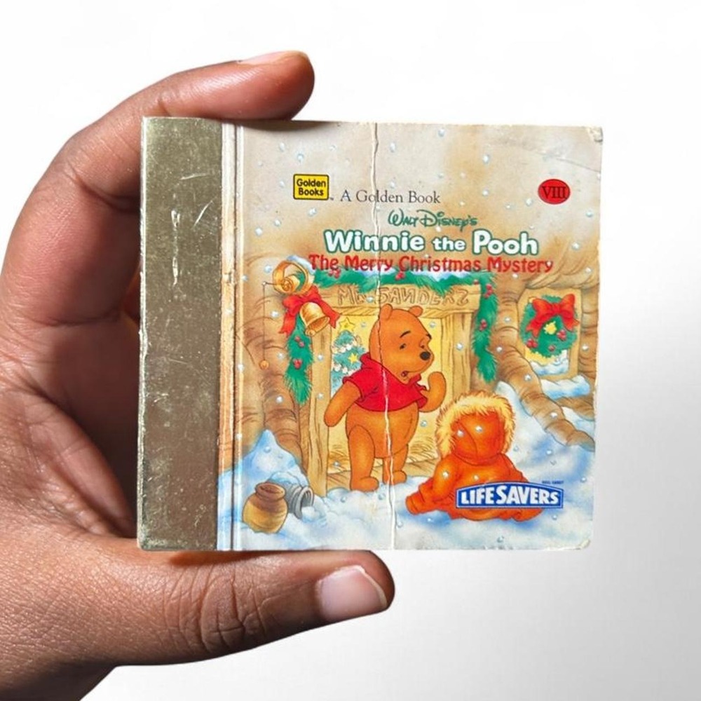 Vintage 1995 Winnie the Pooh Mini Christmas Book Ornament Golden Book Lifesavers